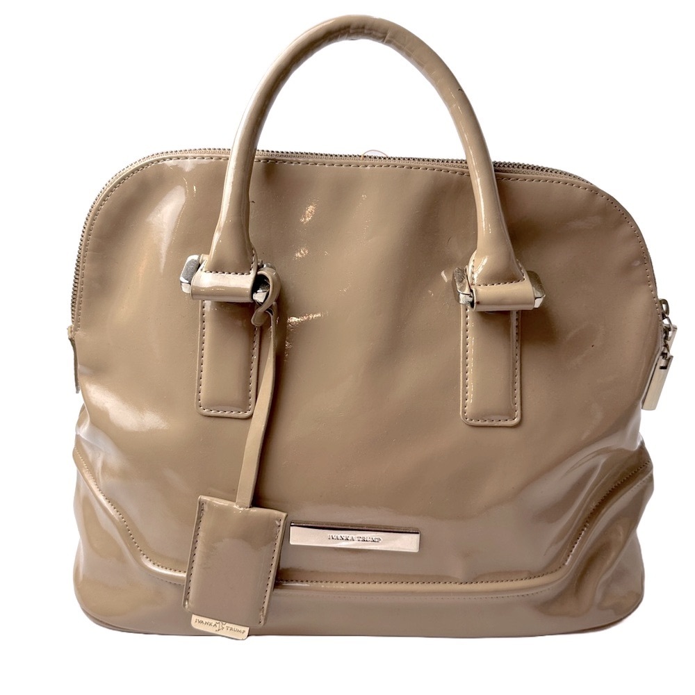 Ivanka Trump Tan Patent Leather Satchel Shoulder Bag
